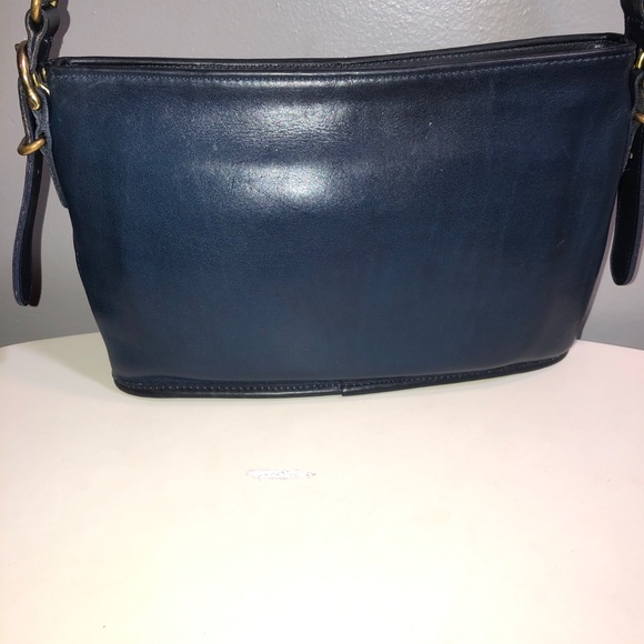 Vintage coach blue leather shoulder crossbody bag - Picture 4 of 12
